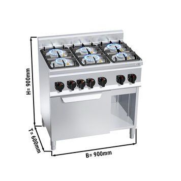 Плита газова, 6 конфорок (28,5 кВт) + духова шафа газова (6 кВт) GGM Gastro GHB969P+GB6 фото