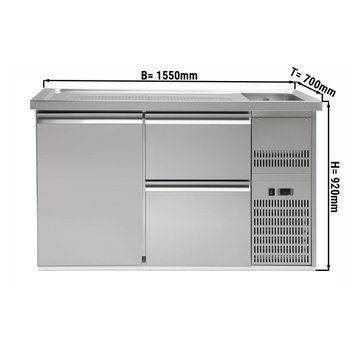Холодильний стіл для пива 1,5 x 0,7 м - 1 дверцята, 2 шухляди 2/5+3/5 GGM Gastro BRA157#ETA#SBA2535 фото