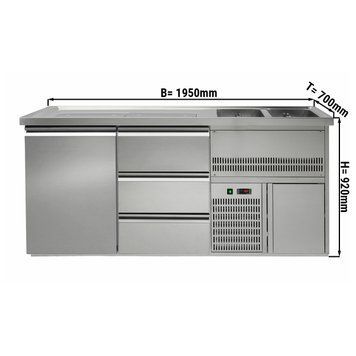 Холодильний стіл для пива 1,95 x 0,7 м - 1 дверцята, 3 шухляди 1/3 GGM Gastro BRA207#ETA#SBA1313 фото