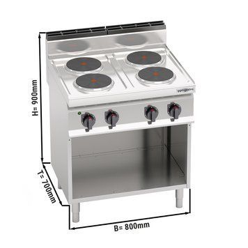 Плита електрична, 4 круглі конфорки (10,4 кВт) GGM Gastro EHB879E фото