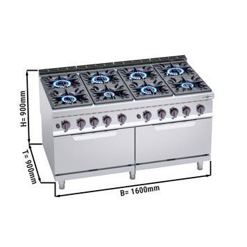 Плита газова - 8x конфорок (69 kW) + 2 Gas&ouml;fen (2x 7,6 kW) GGM Gastro GHB1699+GB8 фото