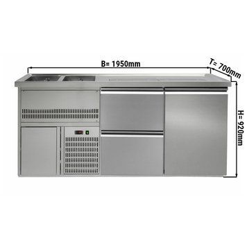 Холодильний стіл для пива 1,95 x 0,7 м - 1 дверцята, 2 шухляди 1/2 GGM Gastro BLA207#ETA#SBA1212 фото