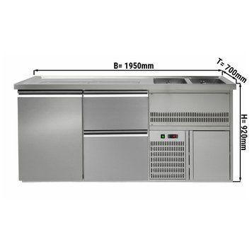 Холодильний стіл для пива 1,95 x 0,7 м - 1 дверцята, 2 шухляди 2/5+3/5 GGM Gastro BRA207#ETA#SBA2535 фото