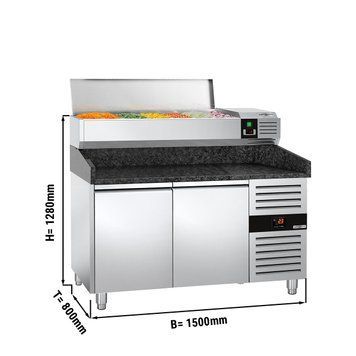 Холодильний стіл для піци PREMIUM - 1,5 x 0,8 m - 2 скляних дверей GGM Gastro POS158SG#AGG154END фото