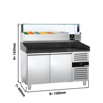 Холодильний стіл для піци PREMIUM - 1,5 x 0,8 m - 2 скляних дверей GGM Gastro POS158SG#AGS153LND фото