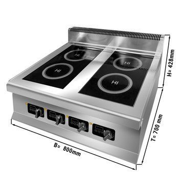 Плита індукційна - 4 конфорки (4 x 3 kW) GGM Gastro IDKE4 фото