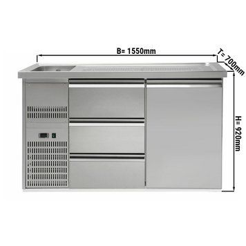 Холодильний стіл для пива 1,5 x 0,7 м - 1 дверцята, 3 шухляди 1/3 GGM Gastro BLA157#ETA#SBA1313 фото