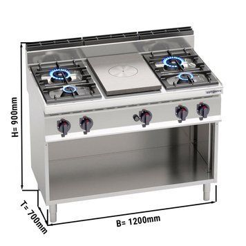 Жарочная плита + Плита газовая с 4 конфорками (28 кВт) GGM Gastro GHGB179H фото