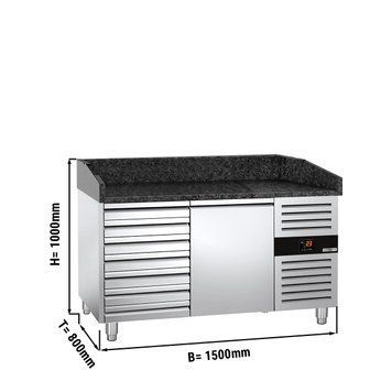Холодильний стіл для піци PREMIUM - 1,5 x 0,8 m - 1 двері та 7 шухляд GGM Gastro POS158SSG фото