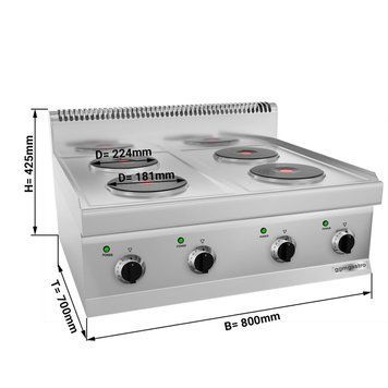 Плита електрична, 4 круглі конфорки (8,6 кВт) GGM Gastro EHK800-E фото