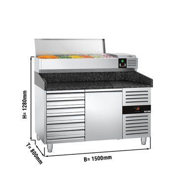 Холодильний стіл для піци PREMIUM - 1,5 x 0,8 m - 1 двері та 7 шухляд GGM Gastro POS158SSG#AGG154END фото