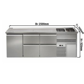 Холодильний стіл для пива 2,5 x 0,7 м - 1 дверцята, 4 шухляди 2/5+3/5 GGM Gastro BRA257#ETA#2#SBA2535 фото
