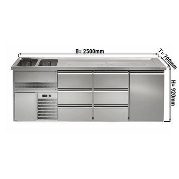 Холодильний стіл для пива 2,5 x 0,7 м - 1 дверцята, 6 шухляди 1/3 GGM Gastro BLA257#ETA#2#SBA1313 фото
