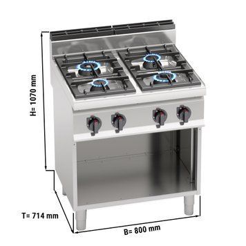 Плита газова з 4 конфорками (28 kW) - з Пілотний пальник GGM Gastro GHB871P фото