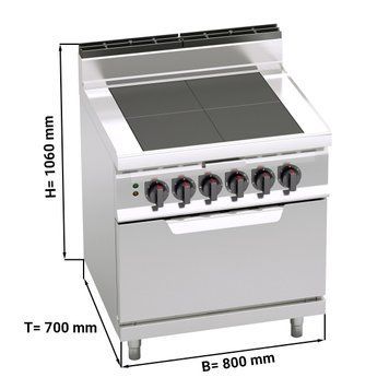 Плита електрична з квадратними конфорками (12 kW) (12 kW) + духовою шафою (7,5 kW) - з функцією гриля GGM Gastro EGPB871+EB8S фото