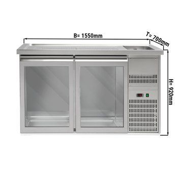 Холодильний стіл для пива 1,5 x 0,7 м - з 2 скляними дверима GGM Gastro BRA157#2#GTA фото