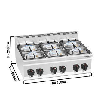 Плита газова, 6 конфорок (28,5 кВт) з п'єзо елементом GGM Gastro GHB963P фото