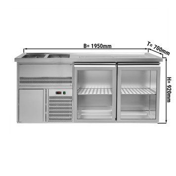 Холодильний стіл для пива 1,95 x 0,7 м - з 2 скляними дверима GGM Gastro BLA207#2#GTA фото