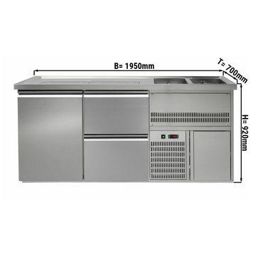 Холодильний стіл для пива 1,95 x 0,7 м - 1 дверцята, 2 шухляди 1/2 GGM Gastro BRA207#ETA#SBA1212 фото