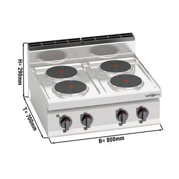 Плита електрична, 4 круглі конфорки (10,4 кВт) GGM Gastro EHB873E-230V фото